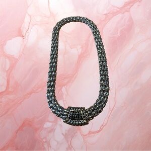 Women’s QVC magnetic closure chunky necklace with black cz stones. EUC